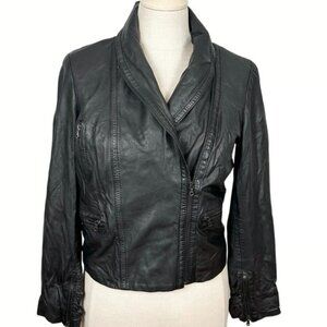 Alice + Olivia Vintage Lamb Leather Zip Up Moto Jacket